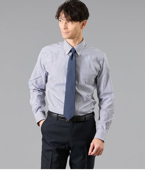 NY CARE FREE・SUPIMA COTTON ロンドンストライプ 長袖ボタンダウンシャツ