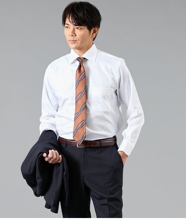 NY CARE FREE・SUPIMA COTTON ツイル 長袖ワイドカラーシャツ