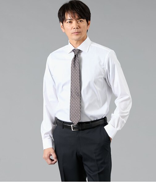 Easy Care シャドーストライプ 長袖スリムフィットシャツ