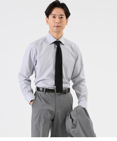 Easy Care ハケメシャンブレー 長袖ワイドカラーシャツ
