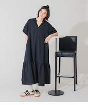 【一枚で決まる・オンオフ】スキッパーティアードワンピース