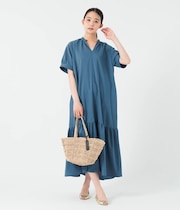 【一枚で決まる・オンオフ】スキッパーティアードワンピース