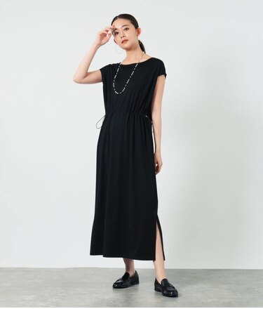 【接触冷感・肌離れ素材】ウエストシャーリングワンピース