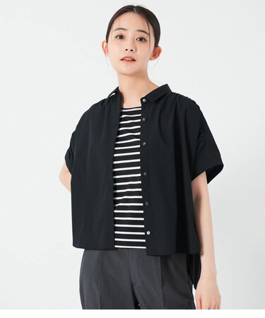 【体型カバー・軽量】サイロコンパクトブロード ドッキングギャザーブラウス