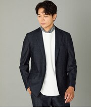 【ストレッチ・ウォッシャブル】デニム調ジャージー ジャケット(セットアップ対応)