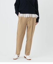ワンタックチノパンツ レディース コットンレーヨンツイル