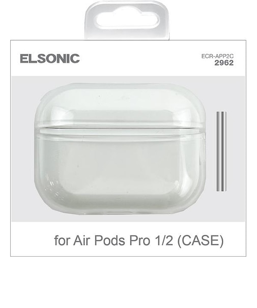 ELSONIC/エルソニック/Air Pods ケース/【AirPods Pro1・2対応 /エアポッズプロ/エアポッズケースカラビナ付き/クリア】