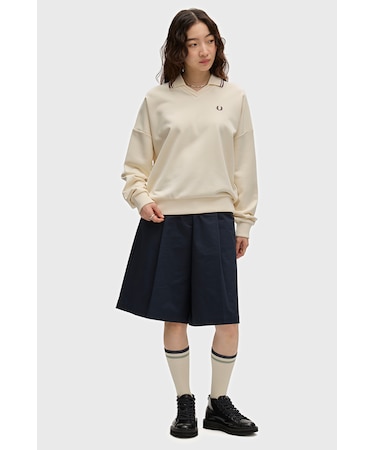 Tipped Open Collar Sweatshirt - G3140
