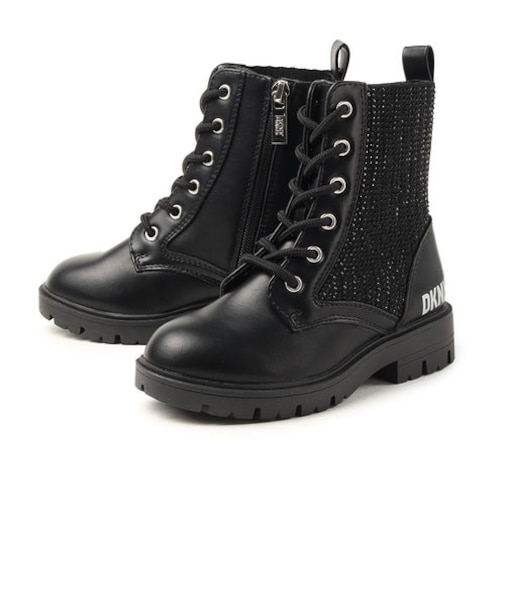 【SALE】【17cm~21cm】DKNY ダナキャランニューヨーク レースアップブーツ STASSI MENIA DKN929 ブラック