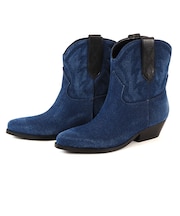 GUESS ゲス GINETTE2 ショートウエスタンブーツ ブルー