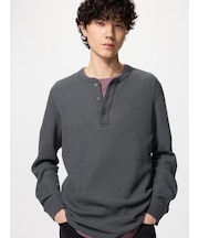 ワッフルヘンリーネックTシャツ