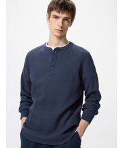 ワッフルヘンリーネックTシャツ