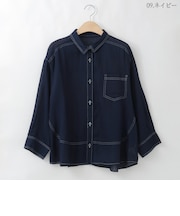 【洗える】コットンシアーデニムシャツ  [71213630]natural mist