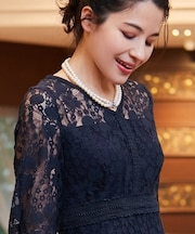 リボンビジュー付き2連フェイクパールネックレス【結婚式】【セレモニー】【パーティー】