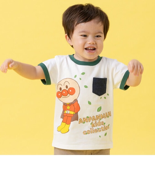 アンパンマン ばいきんまんリーフ柄ポケットTシャツ