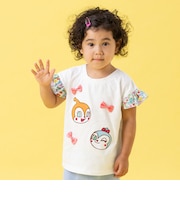 いちご総柄袖フリルリボンTシャツ