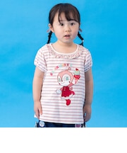 フリル襟アップリケボーダーTシャツ