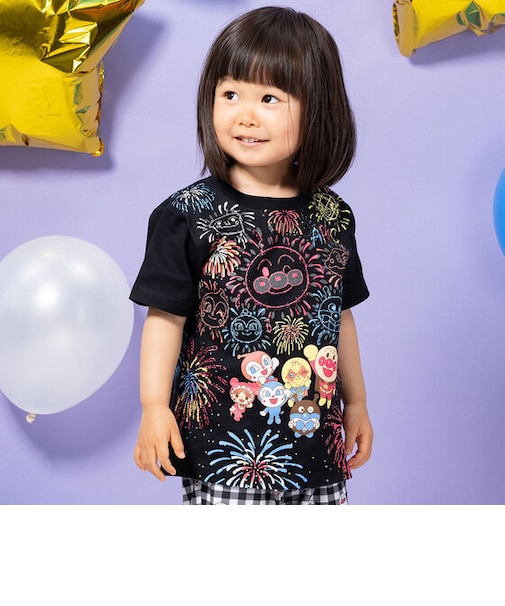 光る花火柄半袖Tシャツ