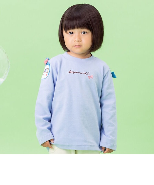 袖お顔アップリケプルオーバー