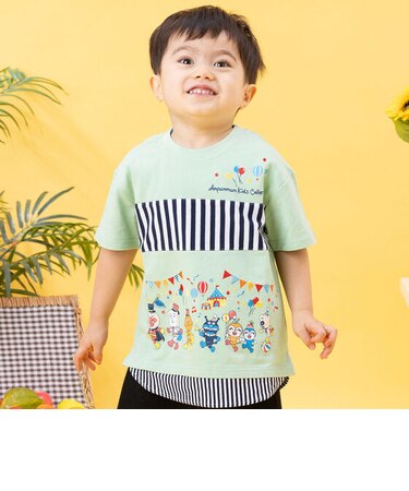 パレード柄切替半袖Tシャツ