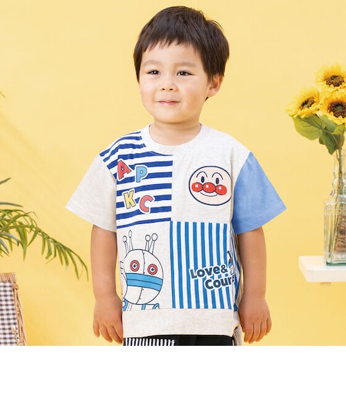 パッチワーク半袖Tシャツ