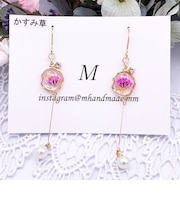 ガラスフラワーボール×パールピアス