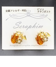 ゴールドフラワービジューピアス