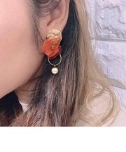 オーガンジーフラワーピアス