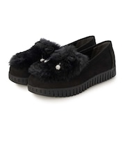 HIROKO KOSHINO FEMME フェイクファーとラインストーンボールが大人可愛いモカシン HRL2033