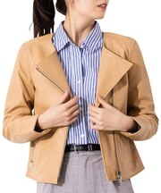 本革 ノーカラーダブルライダースジャケット レディース リューグー DRN01LB