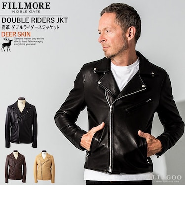 FILLMORE 本革 ディアスキンダブルライダースジャケット メンズ フィルモア DRY13A