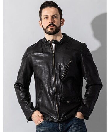 Liugoo Leathers 本革 フルベジ ビンテージ仕上げ シングルライダース SRS25A