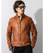 Liugoo Leathers 本革 フルベジ ビンテージ仕上げ シングルライダース SRS25A