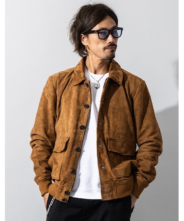 Liugoo Leathers 本革 スエードブルゾン A-1フライトジャケット MIL10A