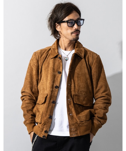Liugoo Leathers 本革 スエードブルゾン A-1フライトジャケット MIL10A