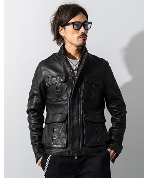 Liugoo Leathers 本革 フルベジ ビンテージ仕上げ M-65タイプ SFJ24B