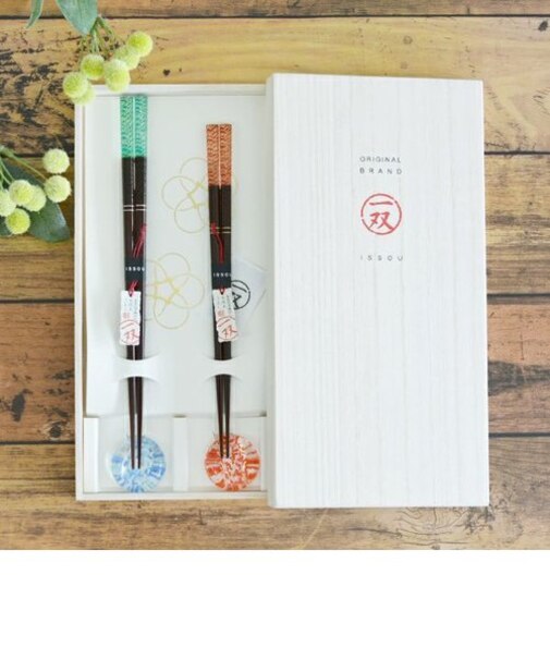 夫婦箸 桐箱箸置付 潮風