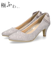 結婚式 パンプス 疲れない 太ヒール 靴 バックリボン 6センチヒール ベージュ ゴールド シルバー ブラック 黒 お呼ばれ 極ふわっ 18161