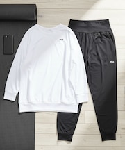 FILA/フィラ セット水着 水陸両用フィットネスウェア 上下2点セット 長袖Tシャツ イージーパンツ ヨガ ジム ランニング