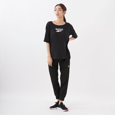 Reebok/リーボック レディース 5分袖Tシャツ・レギンス 2点セット セットウェア フィットネス ジム 体型カバー 水着 水陸両用