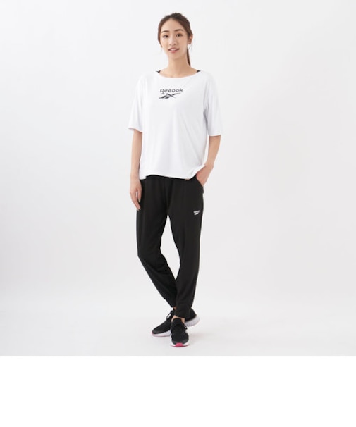 Reebok/リーボック レディース 5分袖Tシャツ・レギンス 2点セット セットウェア フィットネス ジム 体型カバー 水着 水陸両用