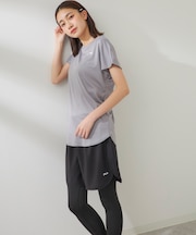 FILA/フィラ　水着セット　水陸両用　フィットネスウェア　上下3点セット　半袖Tシャツ　ショートパンツ　レギンス　ヨガ　ジム　ランニング