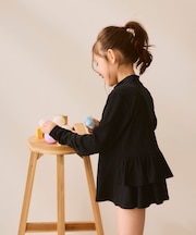 フリルラッシュガード UVパーカー 指穴付き&スタンドカラー 親子コーデ