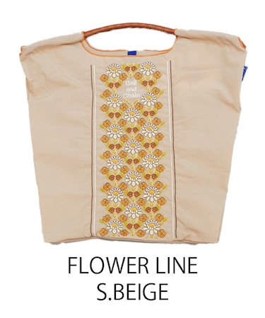 【Ball&Chain/ボールアンドチェーン】FLOWER LINE(M) 刺繍エコバッグ