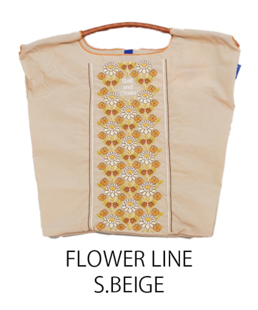 【Ball&Chain/ボールアンドチェーン】FLOWER LINE(M) 刺繍エコバッグ