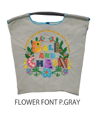 【Ball＆Chain/ボールアンドチェーン】FLOWER FONT(M) 刺繍エコバッグ