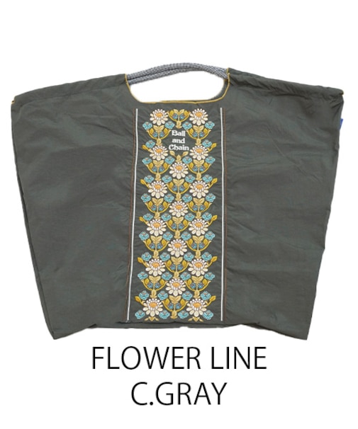 【Ball＆Chain/ボールアンドチェーン】FLOWER LINE(L) 刺繍エコバッグ