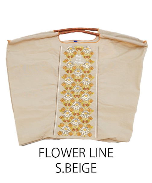 【Ball&Chain/ボールアンドチェーン】FLOWER LINE(L) 刺繍エコバッグ