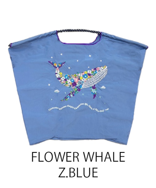【Ball＆Chain/ボールアンドチェーン】FWL FLOWER WHALE(L) 刺繍エコバッグ