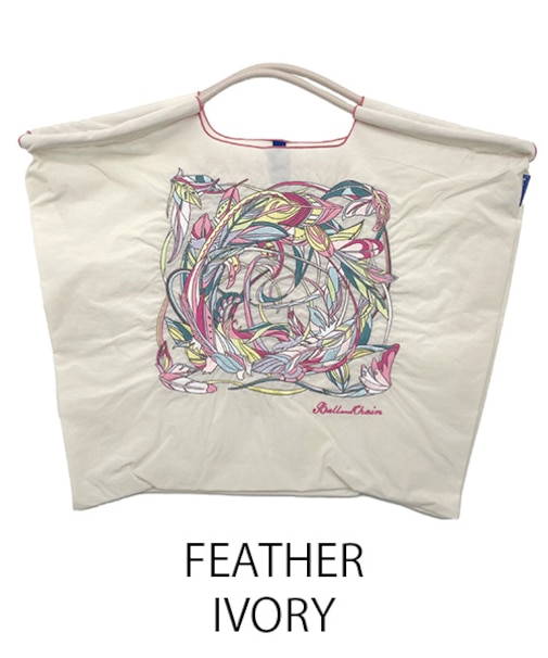 【Ball＆Chain/ボールアンドチェーン】FEATHER(L) 刺繍エコバッグ